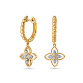 Open Flower Princess Style Diamond Hoop Earrings - Dracakis Jewellers